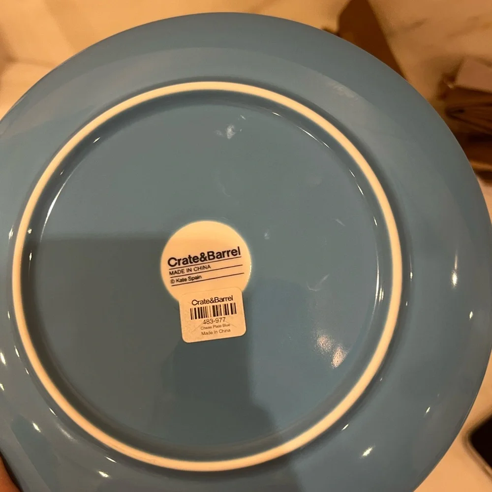 Blue Crate & Barrel Kate Spain Chase Luncheon Salad / Dessert 8.5 Inch Plates